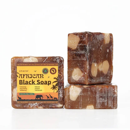 100g Natural African Black Soap With Organic Shea Butter Anti Rebelles Treatment Acne Moisturizing SkinCare Handmade Body Bath